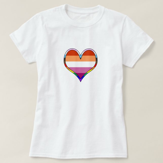 Camisa de Coração do Orgulho Lésbico (Frente do Design)