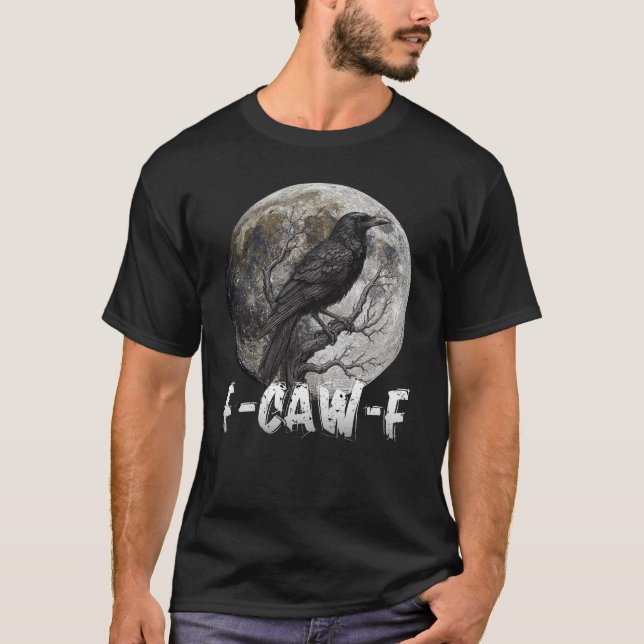 Camisa de corvo 'F-Caw-F' engraçada, lua gótica, h (Frente)
