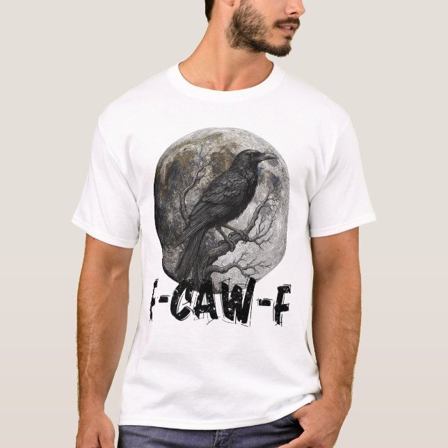 Camisa de corvo 'F-Caw-F' engraçada, lua gótica, h (Frente)