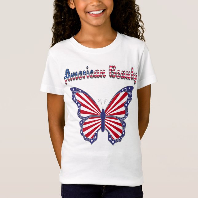 Camisa de Crianças de Borboleta Patriótica America (Frente)