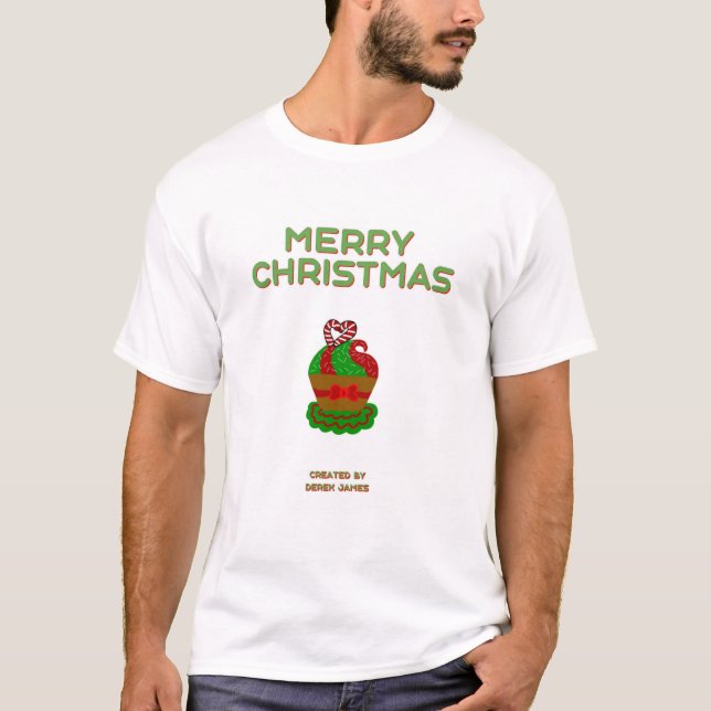Camisa de Cupcake de Natal Básica Masculino (Frente)