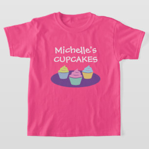 Camisa de cupcake rosa-branca para festa de panifi