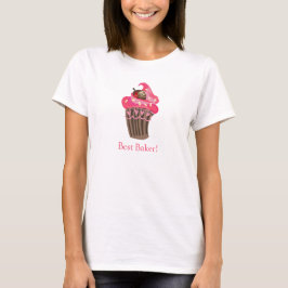 Camisa de Cupcake rosa branca personalizada