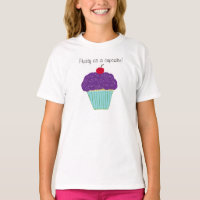 Camisa de Cupcakes de cereja com Glacé roxo bonito