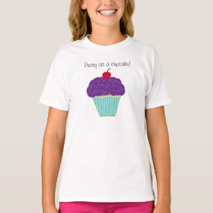 Camisa de Cupcakes de cereja com Glacé roxo bonito