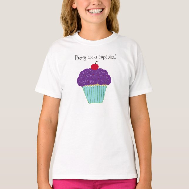 Camisa de Cupcakes de cereja com Glacé roxo bonito (Frente)