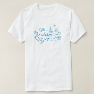 Camisa de Dama de Honra Azul Moderna Personalizada