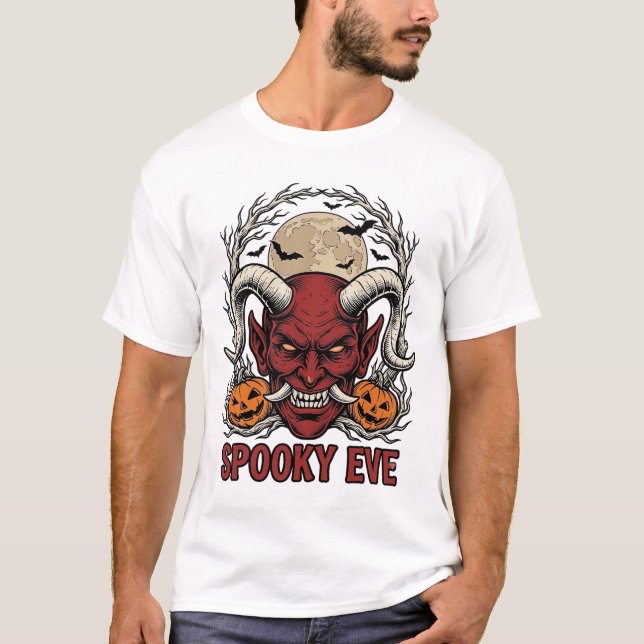 Camisa de Demônio de Halloween com Abóbora de Grav (Frente)