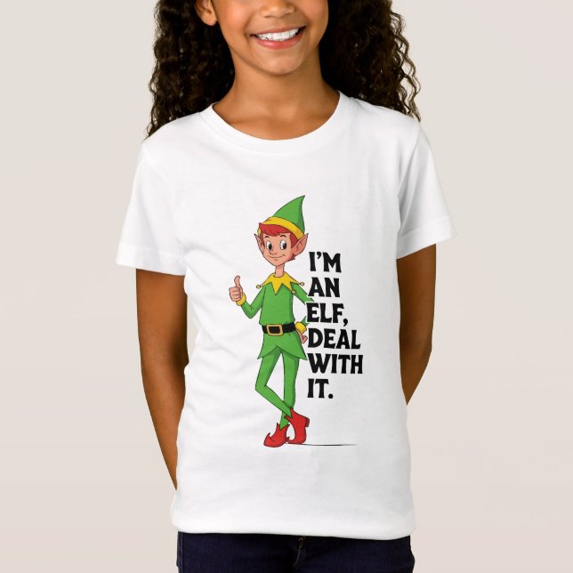 Camisa de desenho animado engraçado de elfo de Nat (Frente)