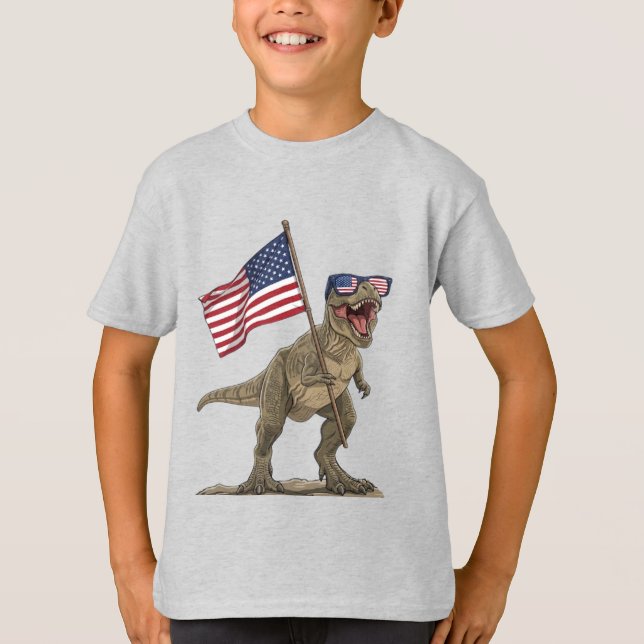 Camisa de desenho animado infantil T-Rex da bandei (Frente)