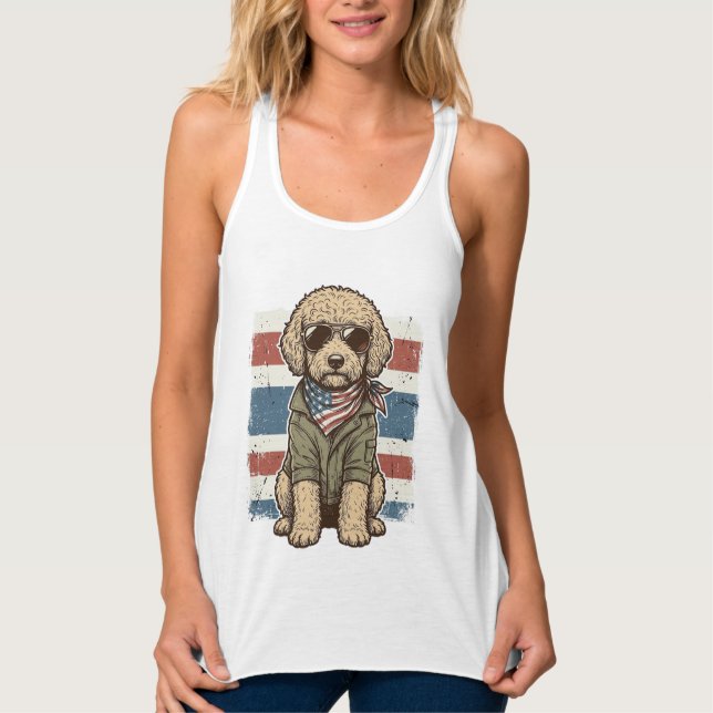 Camisa de desenho de cachorro rabiscado patriótico (Frente)