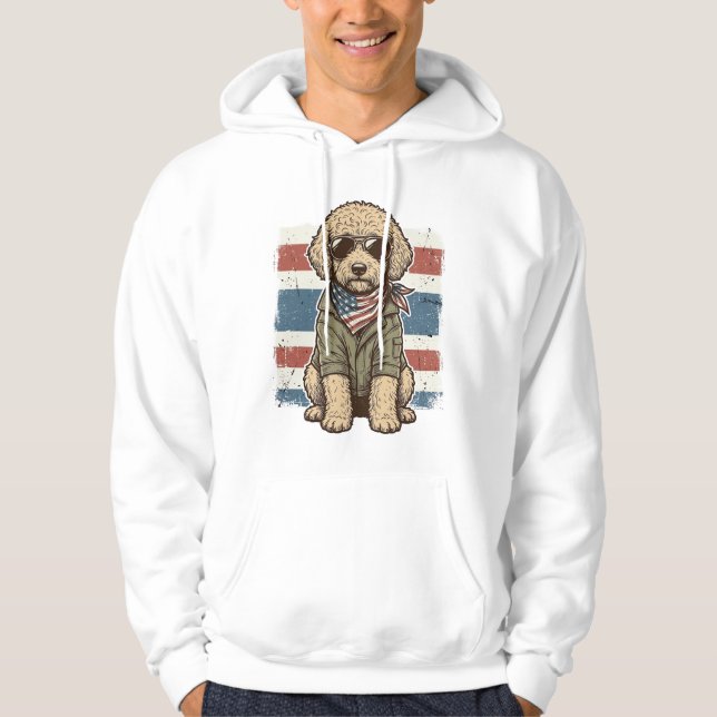 Camisa de desenho de cachorro rabiscado patriótico (Frente)
