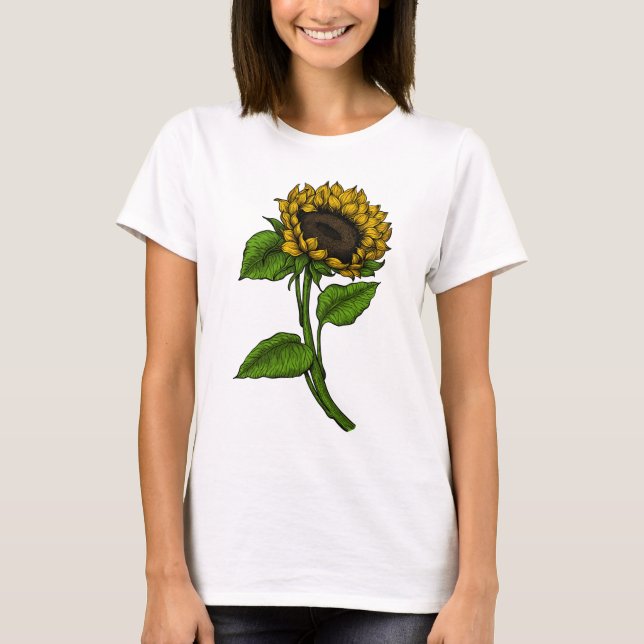 Camisa de desenho de girassol (Frente)