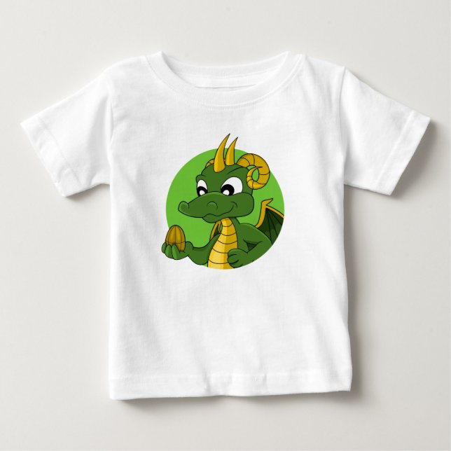 Camisa de desenho do bebê do dragão verde (Frente)
