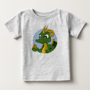 Camisa de desenho do bebê do dragão verde