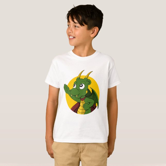 Camisa de desenho do dragão verde (Frente Completa)