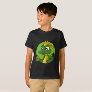 Camisa de desenho do dragão verde