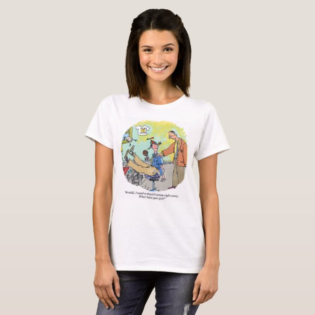 Camisa de desenho feminina com licença estúpida (Frente Completa)
