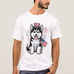 Camisa de Desenho Vintage de Cachorro Husky Patrio