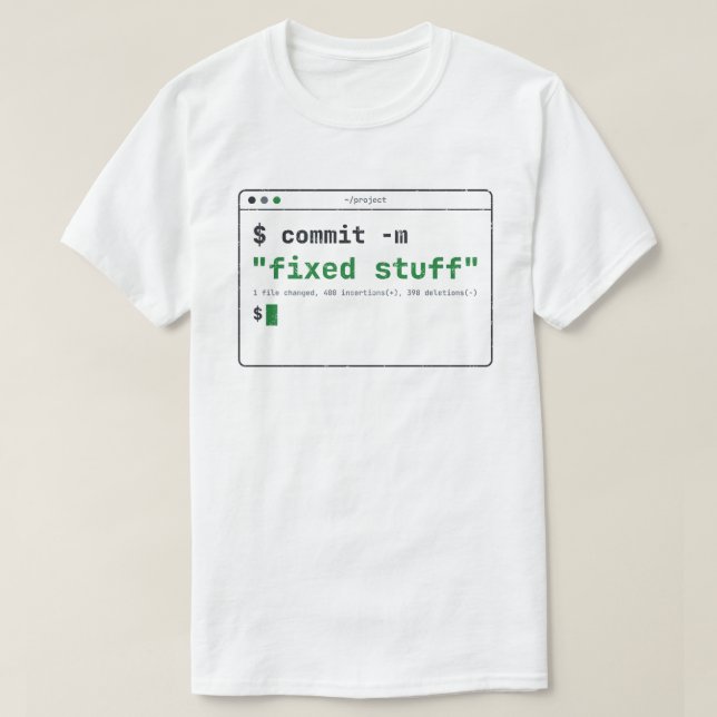 Camisa de Desenvolvedor Engraçado Mensagem de Comm (Frente do Design)