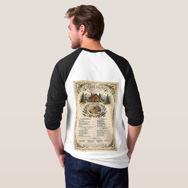 Camisa de Design de Menu de Restaurante Solange Ka (Parte Traseira Completa)