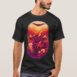 Camisa de Design de Recife do Pôr do Sol Tropical