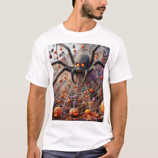 camisa de design de teia de aranha para o Hallowee (Frente)