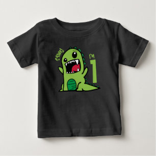 Camisa de Dinossauro de 1º Aniversário Rawr Eu Sou
