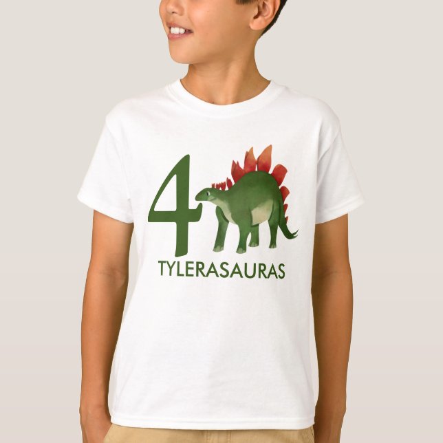 Camisa de Dinossauro Personalizada de Aniversário, (Frente)
