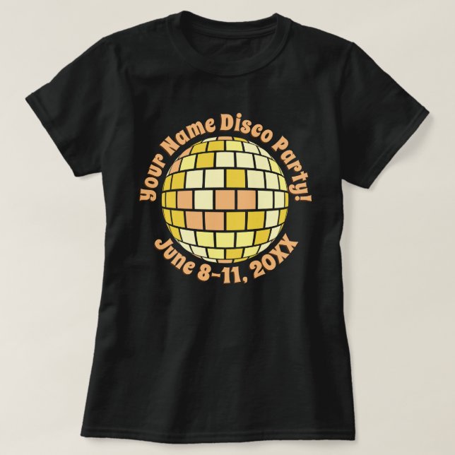 Camisa de Disco Dourada Retroativa PERSONALIZADA (Frente do Design)