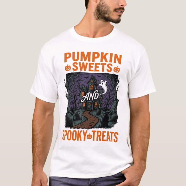 Camisa de Doces de Abóbora Desenho Assustador de H (Frente)