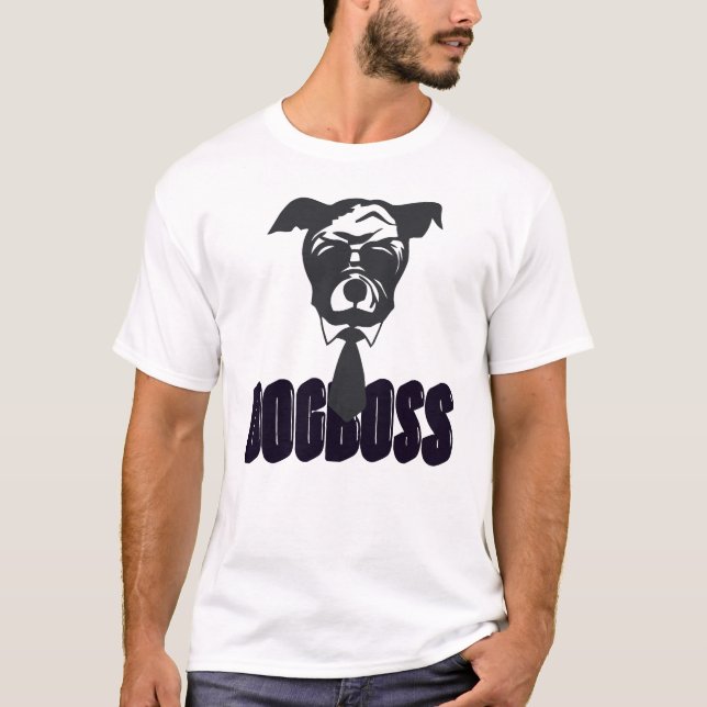  Camisa De Dog Boss Bulldog Engraçado em Terno e G (Frente)