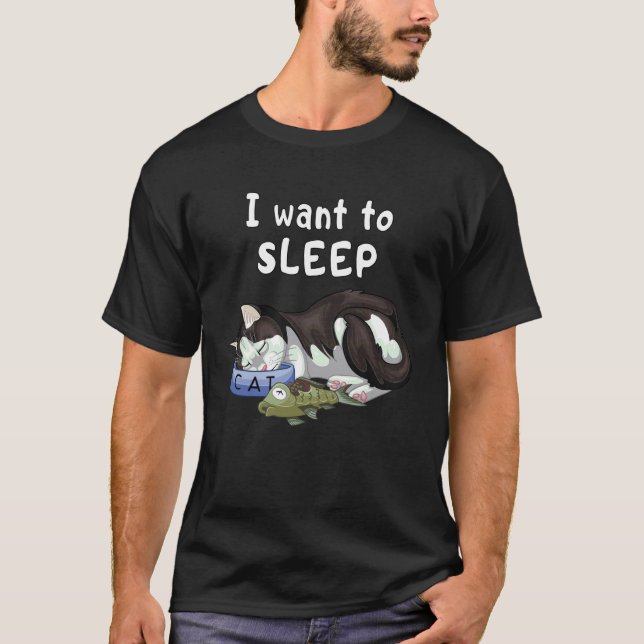 Camisa de dormir engraçada de gato dormindo com pe (Frente)