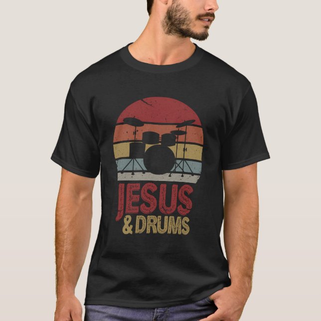 Camisa De Drummer Cristã I Jesus And Drums Percuss (Frente)