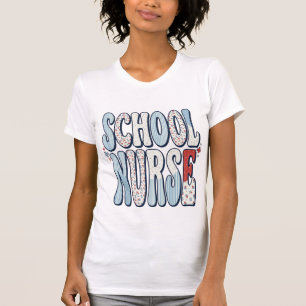 Camisa de Enfermeira Escolar com Tipografia Floral