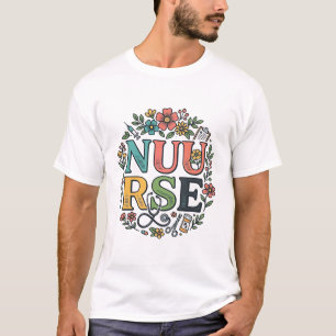 Camisa de Enfermeira Floral Design Arte Médica Vin