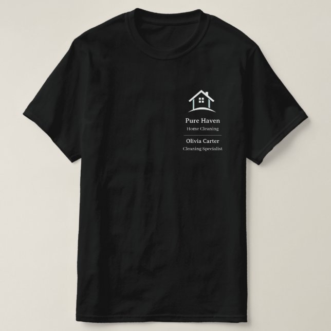 Camisa de equipe de limpeza de casa editável | Per (Frente do Design)