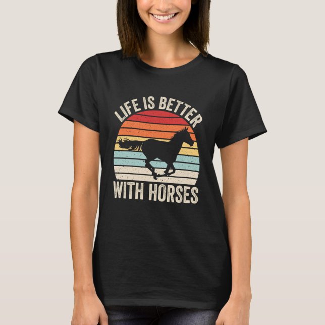 Camisa de Equitação, A Vida é Melhor com Cavalos (Frente)