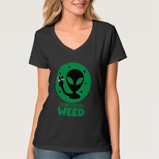 Camisa De Erva De alienígena Vem Para A Erva - Mar (Frente)