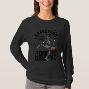 Camisa de Esqueleto Dançante com Arte de Halloween