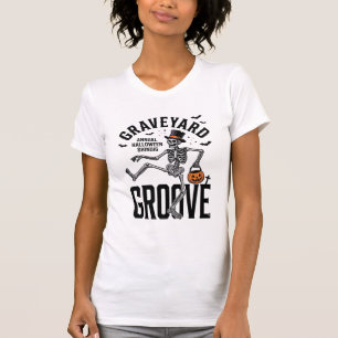 Camisa de Esqueleto Dançante com Arte de Halloween