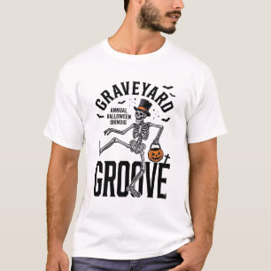 Camisa de Esqueleto Dançante com Arte de Halloween