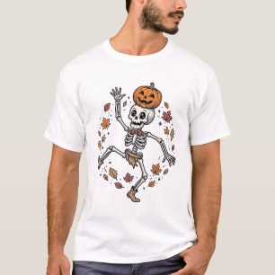 Camisa de Esqueleto de Abóbora Gravura Vintage Out