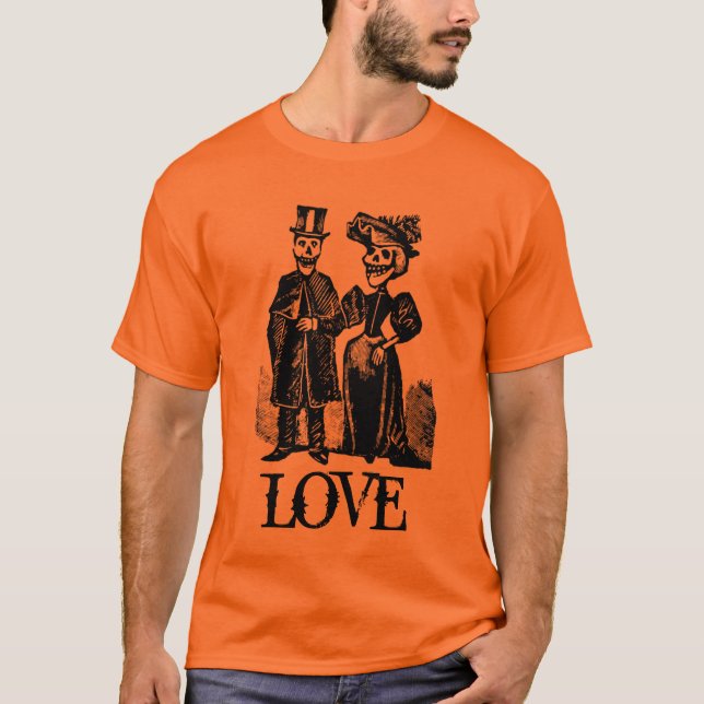 Camisa de esqueleto do Dia das Bruxas do gótico do (Frente)