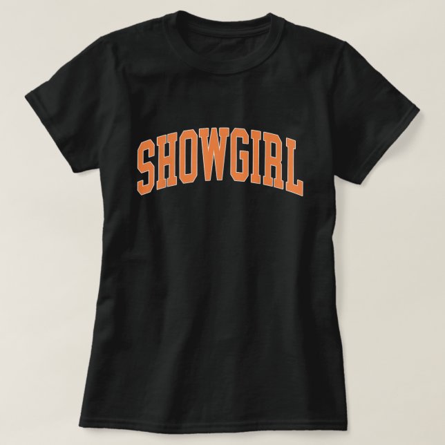 Camisa De Estilo De Varsidade Da Showgirl Laranja (Frente do Design)