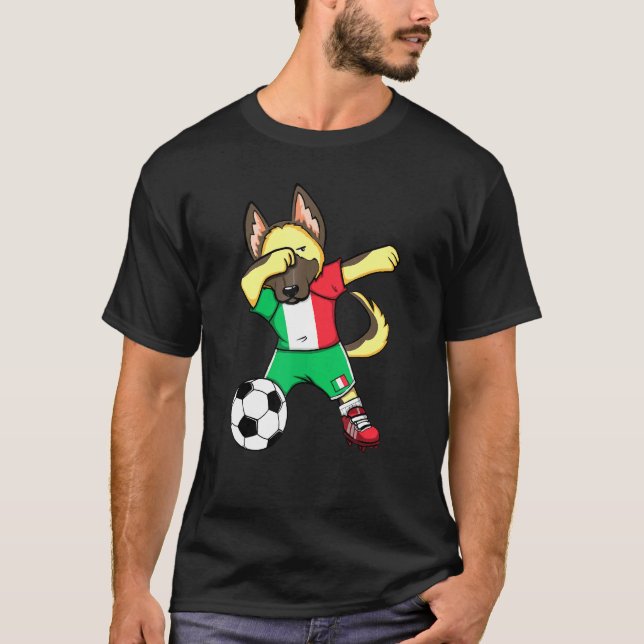 Camisa de Fã de Futebol da Itália com Pastor Alemã (Frente)