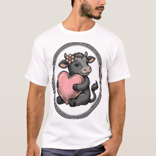 Camisa de fazenda com gravação vintage de coração