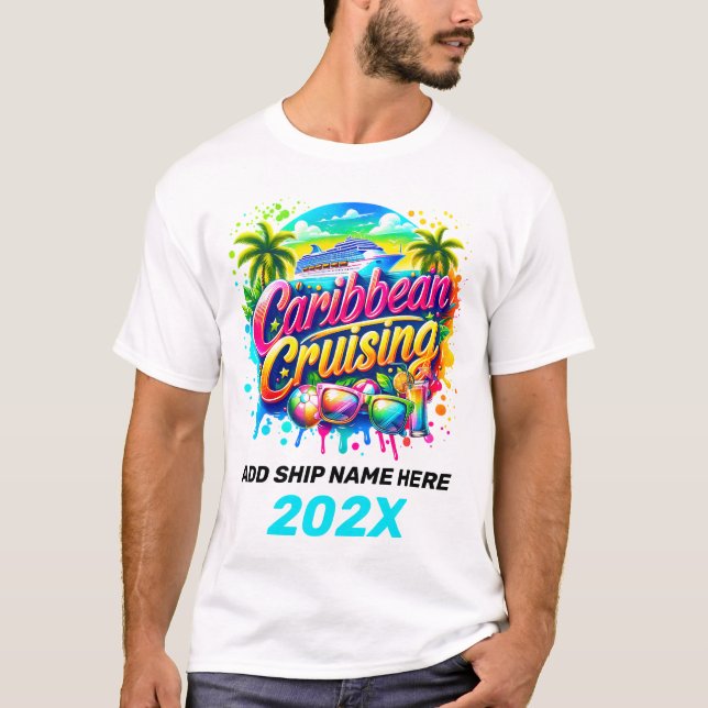 Camisa de Férias de Cruzeiro de Caribe Personaliza (Frente)