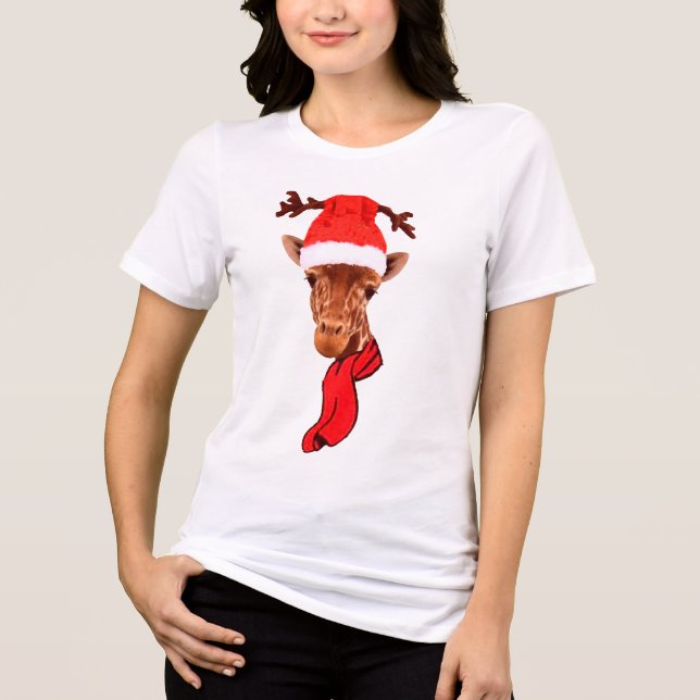 Camisa de Férias de Girafa Engraçada - Tri-Blend d (Frente)