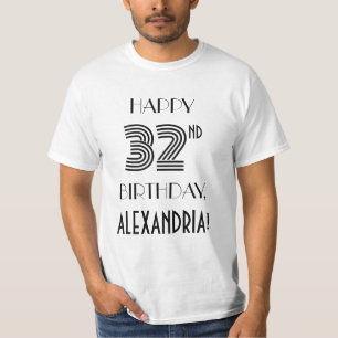 Camisa de festa de aniversário de 32 anos com esti